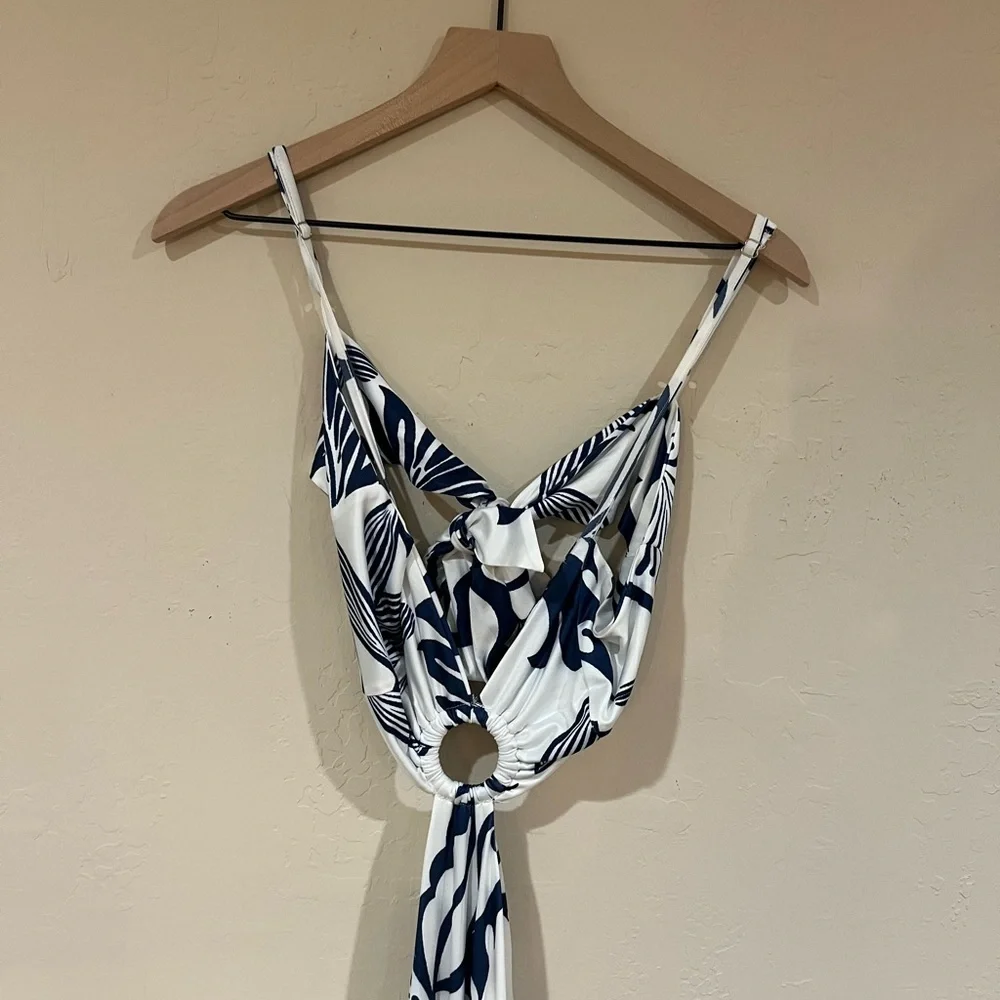 Women’s Navy and White Cutout O-Ring Maxi Dress, Size M-L - Picture 2 of 7